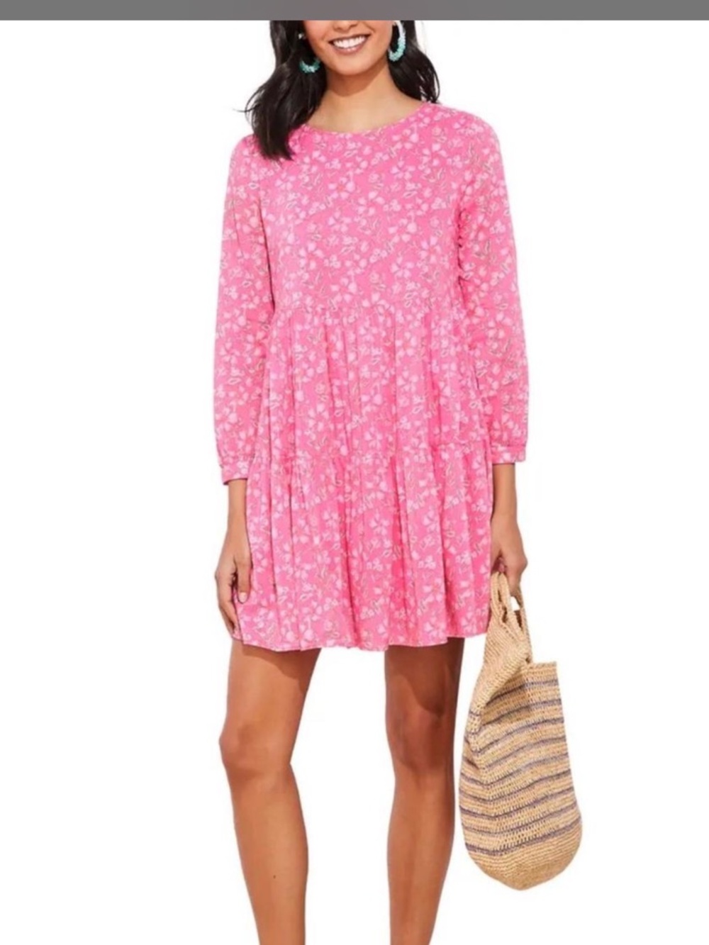 Vineyard Vines Oleander Floral Tiered Long Sleeve Dress Size Small - Picture 8 of 8